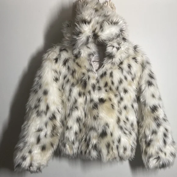 Kid's Snow Leopard Faux Fur Hooded Parka Kids Fabulous-Furs Donna Slayers Large